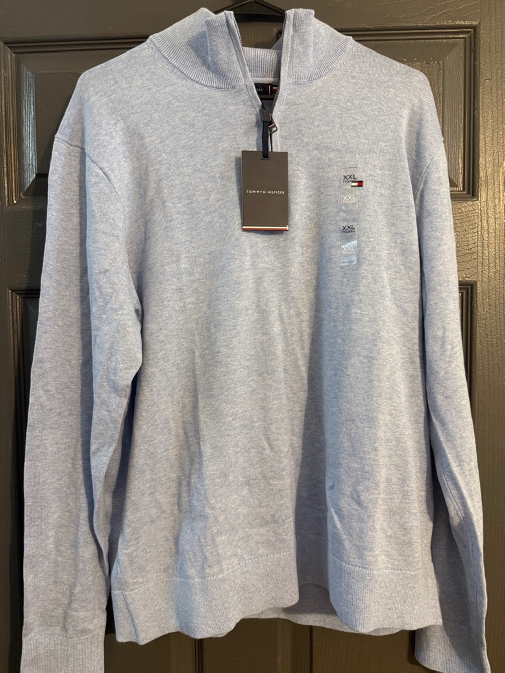Tommy Hilfiger Men's Heather Light Blue Half-Zip Sweatshirt